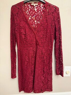 Wayf Wine Lace Floral Top